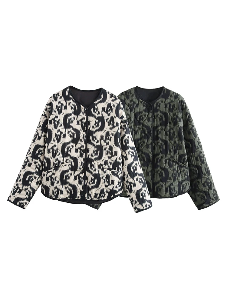 

SIYANG Women Fashion With Pockets Printed Single Breasted Jackets Vintage O-Neck Long Sleeves Female Chic Lady Outfits