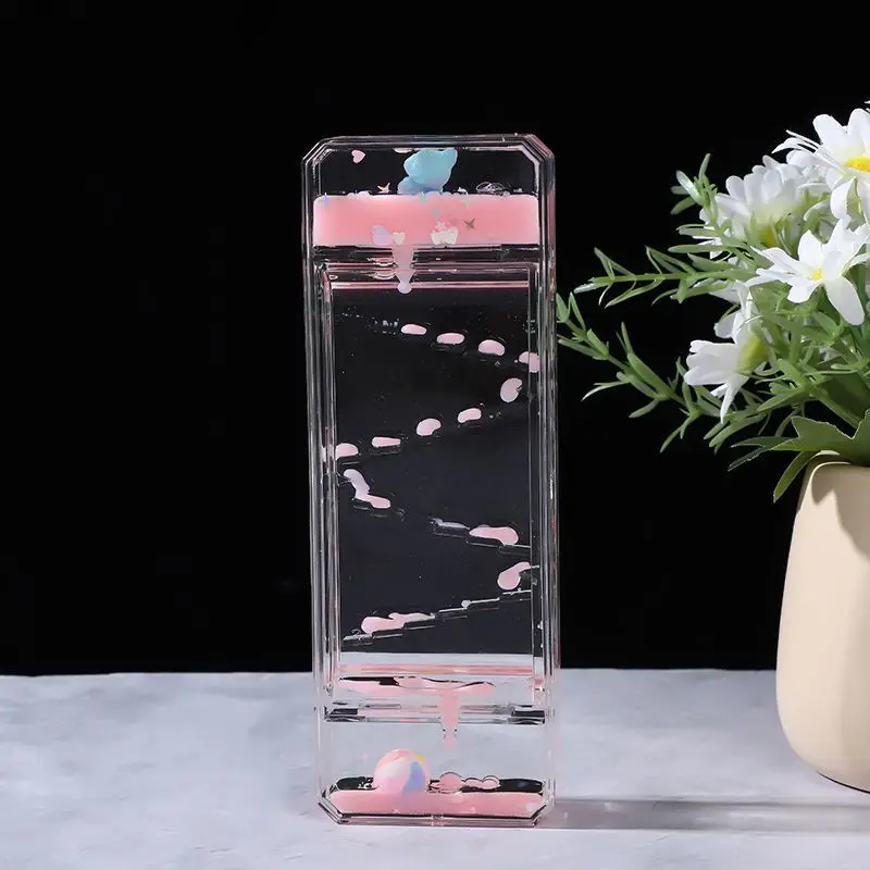 Creative cute slide oil leak desktop ornament stress-relief liquid hourglass healing birthday gift for couples and family