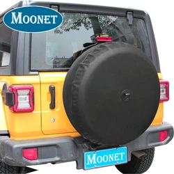 Moonet Leather Tire Cover with Camera Hole for Wrangler JL with Back-up Camera, Sport & Sahara (2018-2022)