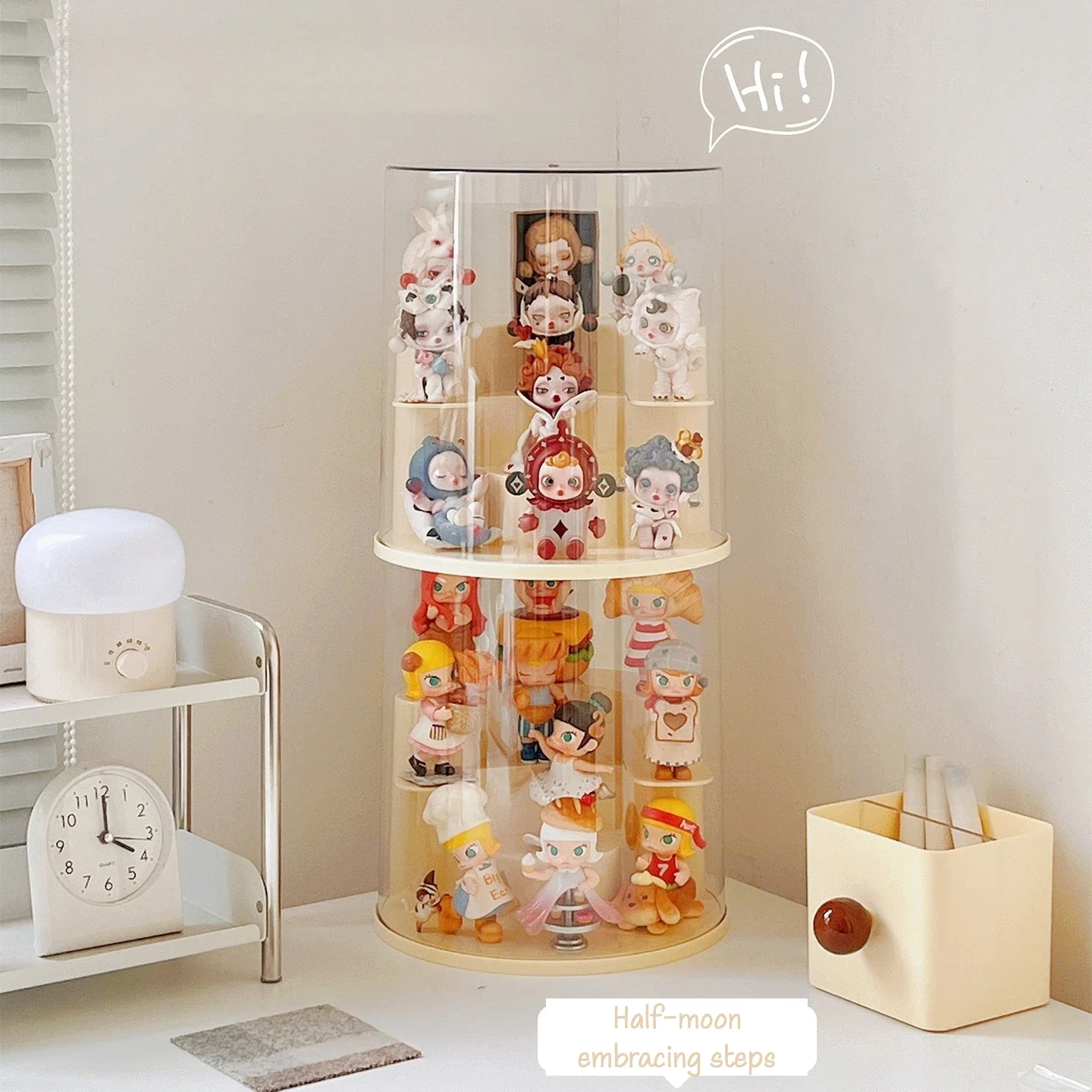 Stage-surrounding Design Figure Display Case Acrylic Transparent Organizer for Blind Box Display Case for Figures Room Decor