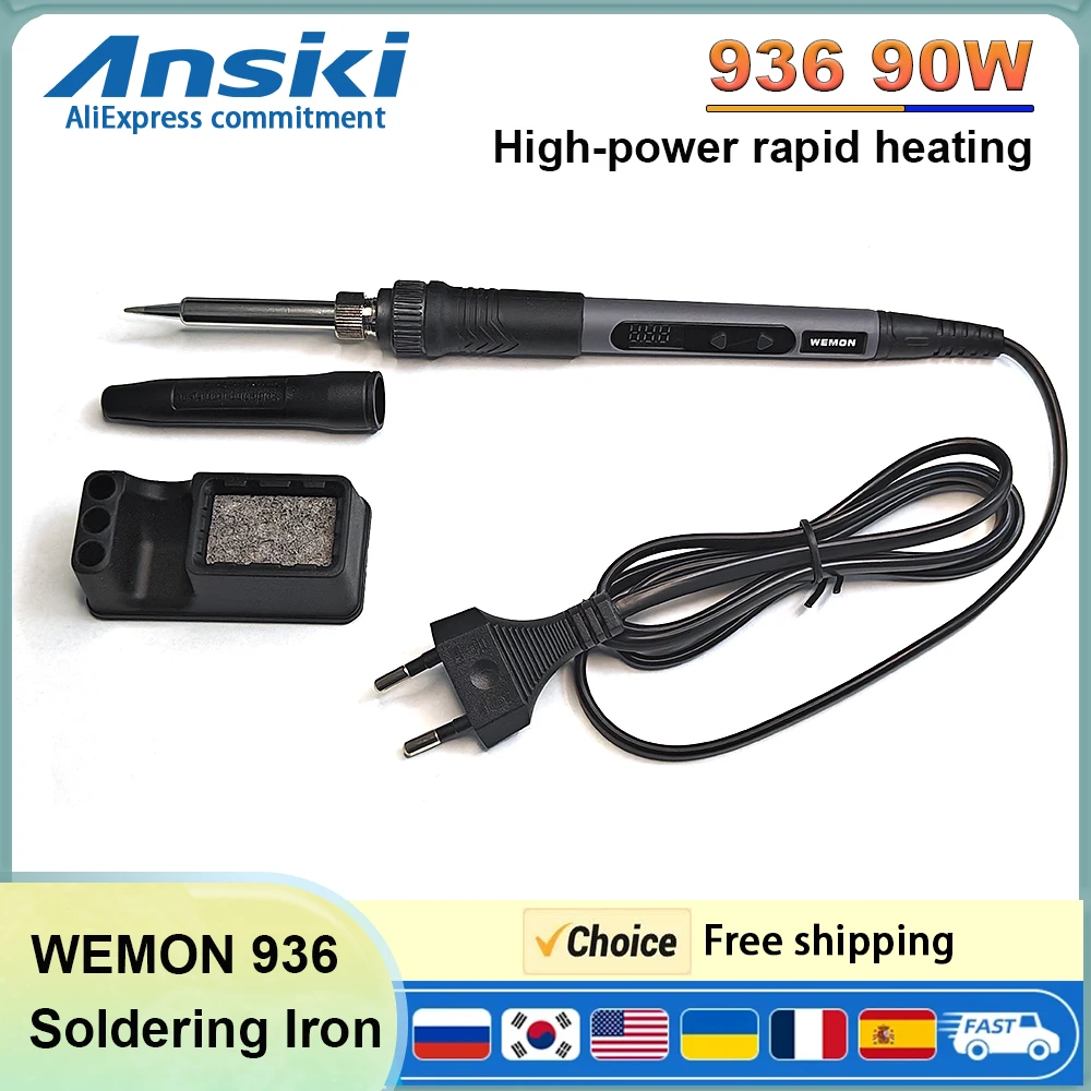 WEMON 936 Soldering Iron 90W Intelligent Digital Display Portable 120~550℃ Adjustable 900M Series Tips Welding tools Kit