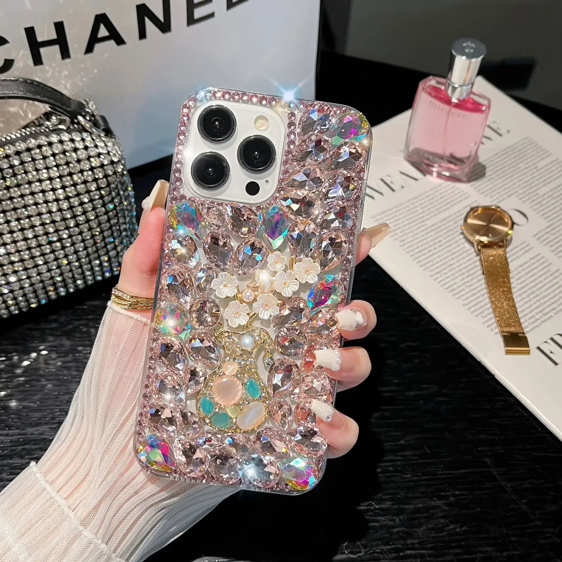 Bling 3D Vase Phone Case For Xiaomi Mi 11 Lite NE 5G 13 12 Mi 10T 11T Pro 12T 9T Pro Crystal Rhinestone Telefon Fundas