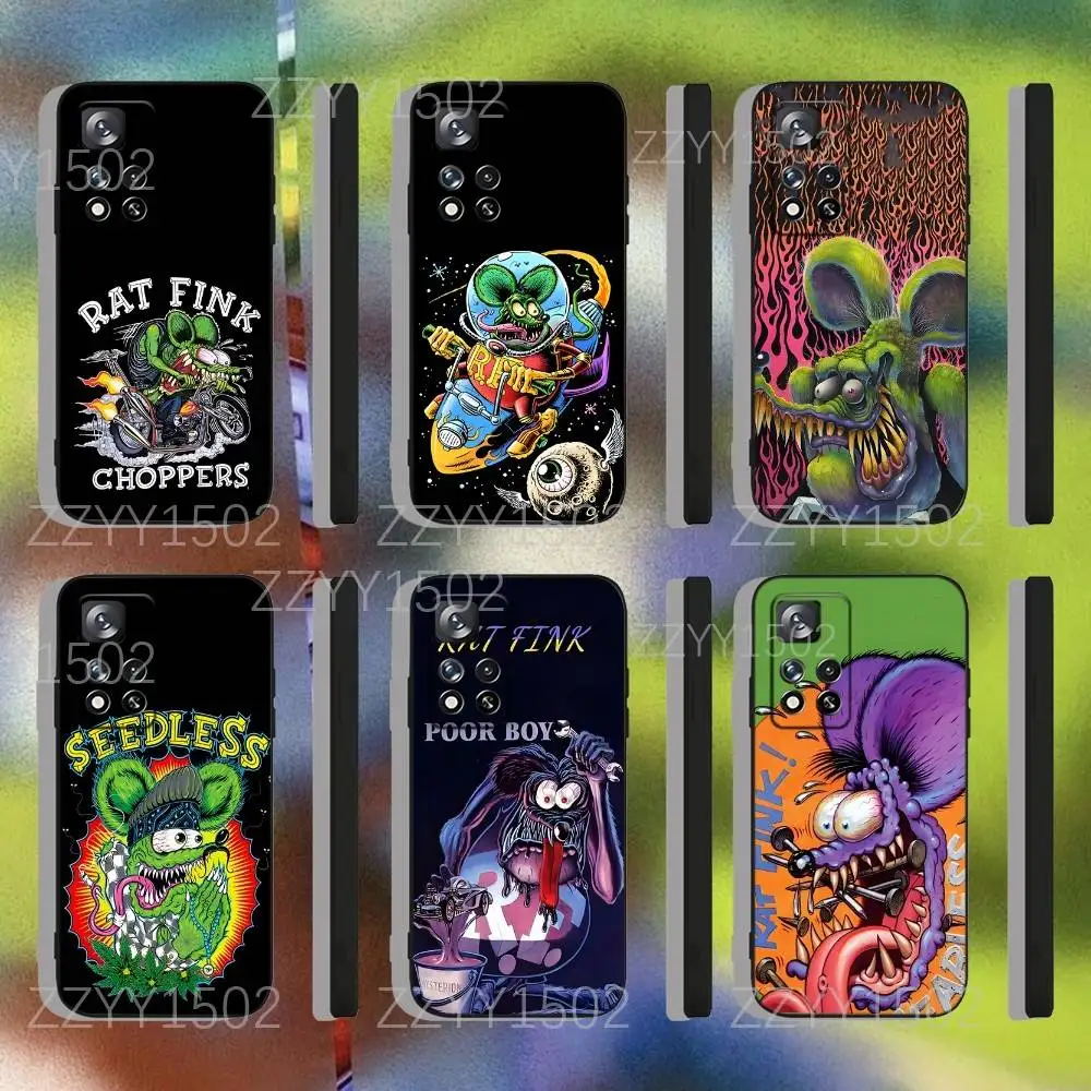 

Rat Fink Phone Case For Samsung S25,S24,Ultra,S20,S30,Plus,S22,S23,Ultra,Plus,5G Black Silicone Soft
