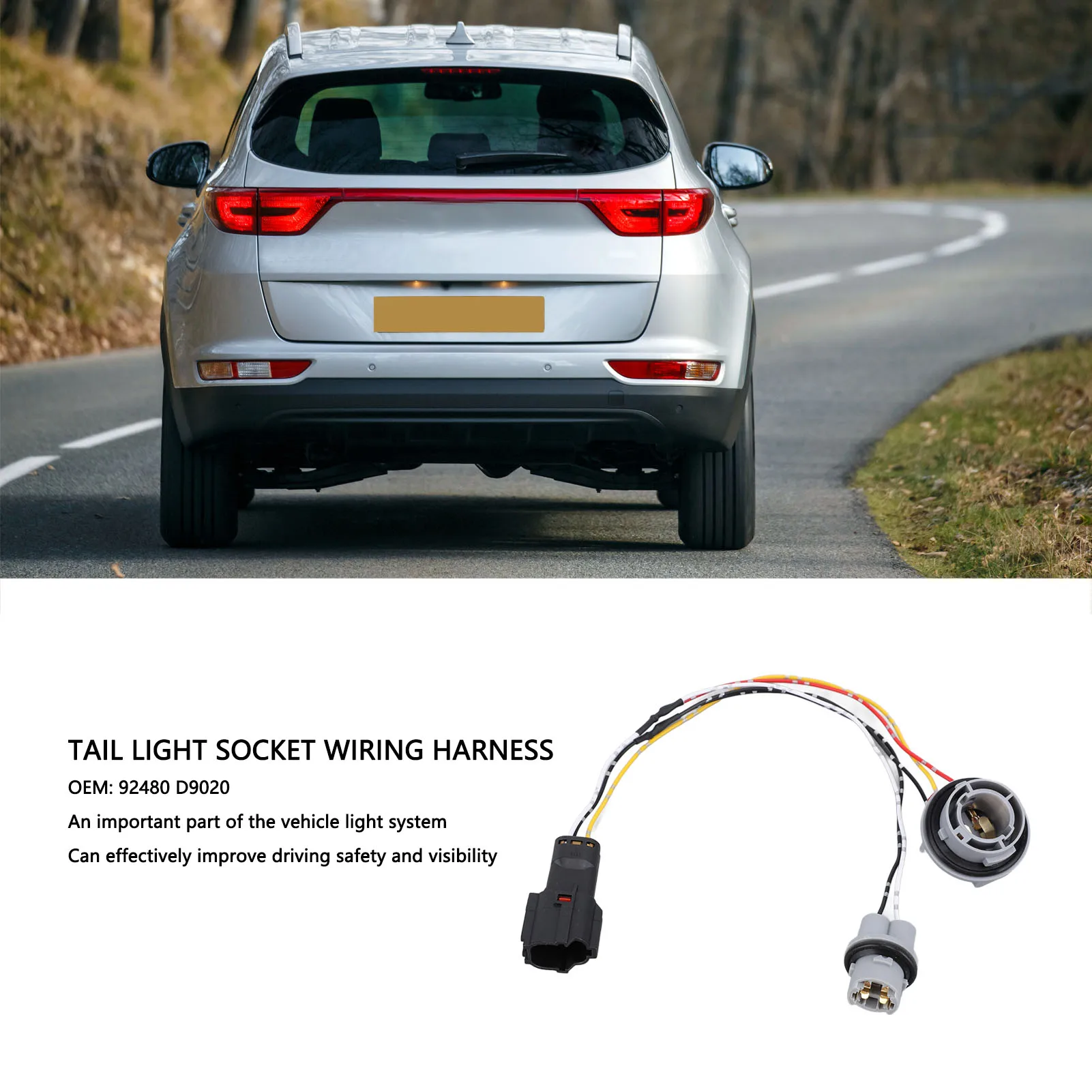 

Жгут проводов розетки заднего фонаря 92480 D9020, долговечный пластиковый жгут проводов розетки заднего фонаря на 2016-2019 гг.