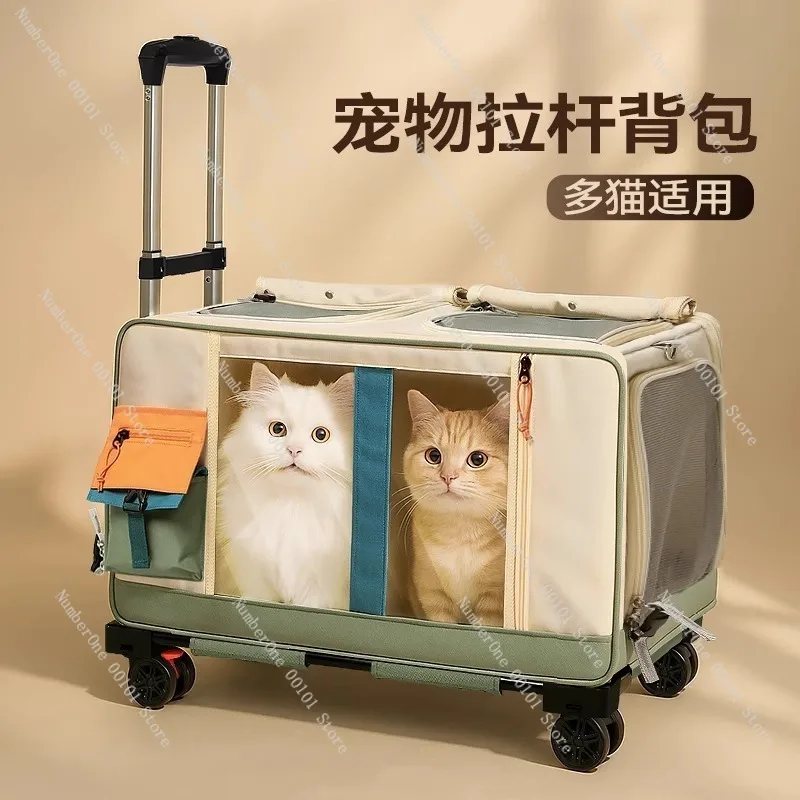 Large Capacity Pet Carrier Cat Travel Box Aviation Approved Cat Backpack Double Cat Carrier Portable Pet Bag