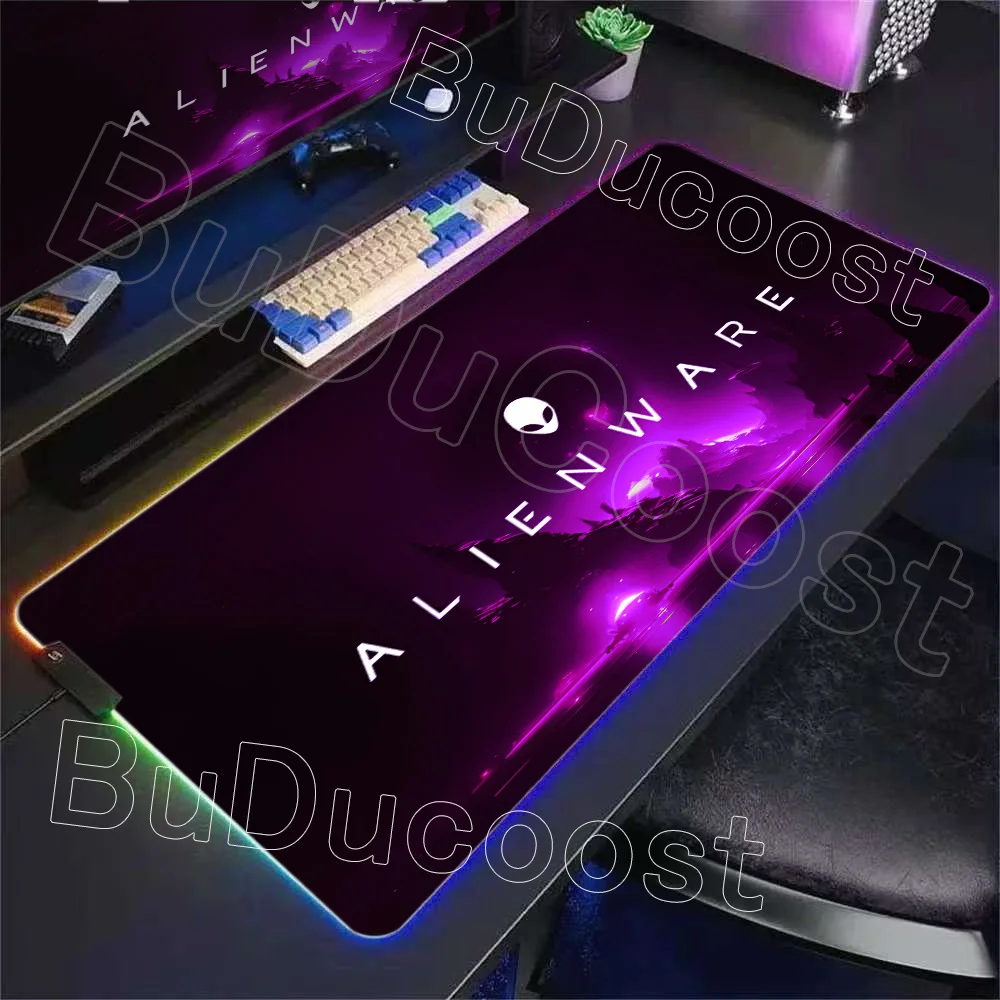 

Коврик для мыши Alienware с HD-печатью и RGB-подсветкой, большой игровой коврик для клавиатуры и стола, компьютерные аксессуары, Tapis De Souris Mousepad