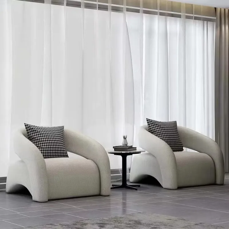 Poltrona Minimalista di Lusso, Divano Singolo per Soggiorno, Sedie Relax con Set Divano Curvo per Balcone, Arredamento per Soggiorno