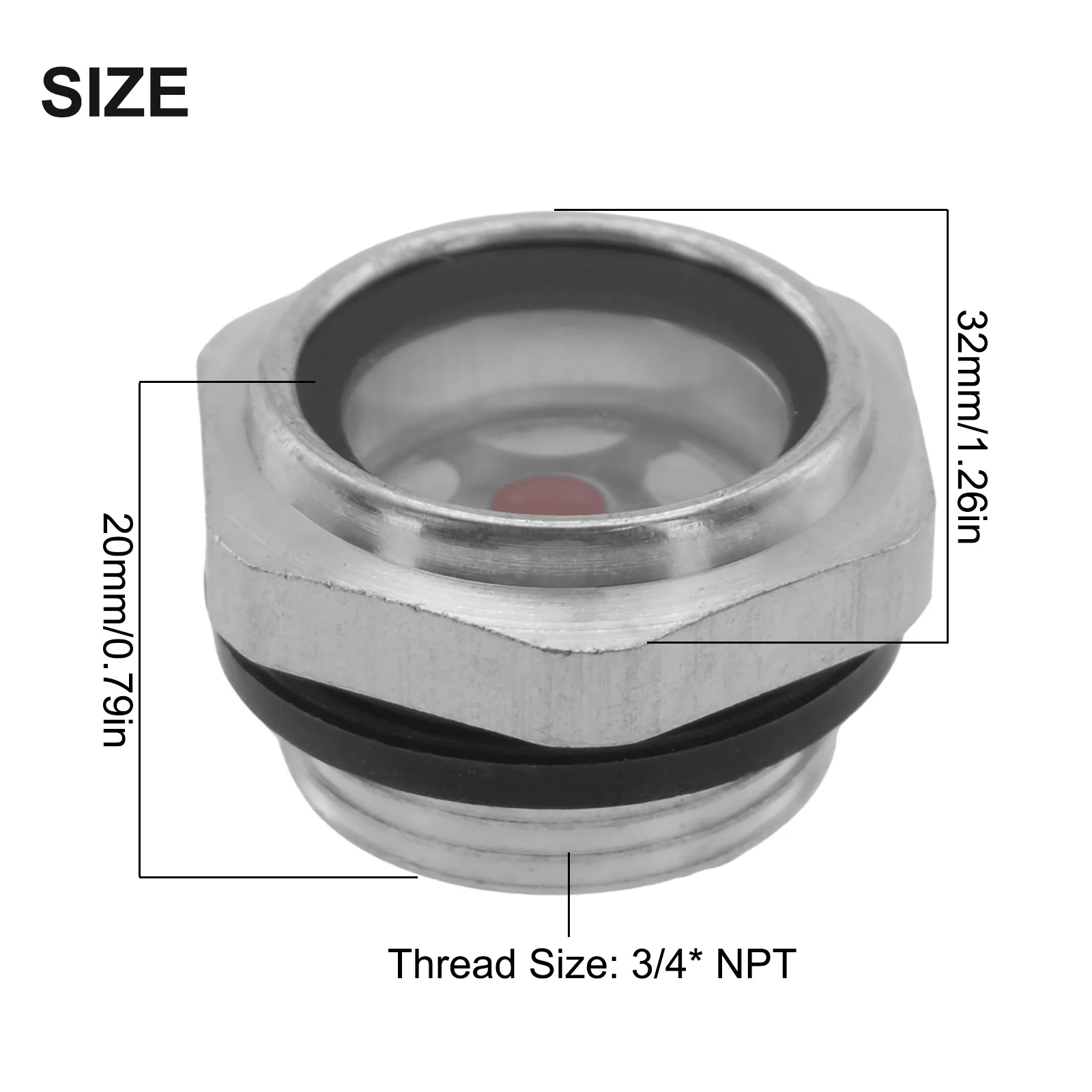 1pc Oil Level Mirror Air Compressor Oil Sight Glass 3/4\