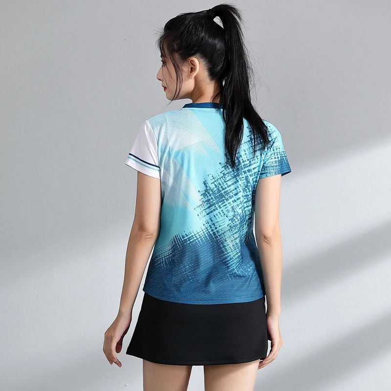 Camicie da allenamento per badminton Donna Palestra Traspirante Ultral Leggero Ping Pong Manica corta Golf Abbigliamento sportivo Maglie da ping