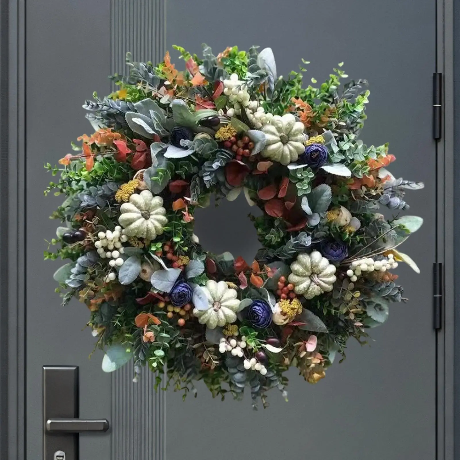 

Белый тыквенный и лютик, осенний венок, белая тыква, листья эвкалипта, уличный венок, деревенский декор, знак на День Благодарения