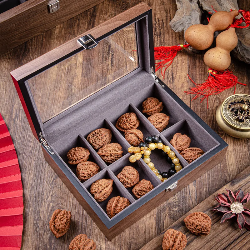 

Wooden Antique Box Large Retro Storage Boxes Pendant Necklaces Transparent Glass Display Case Travelling Organizers Supplies