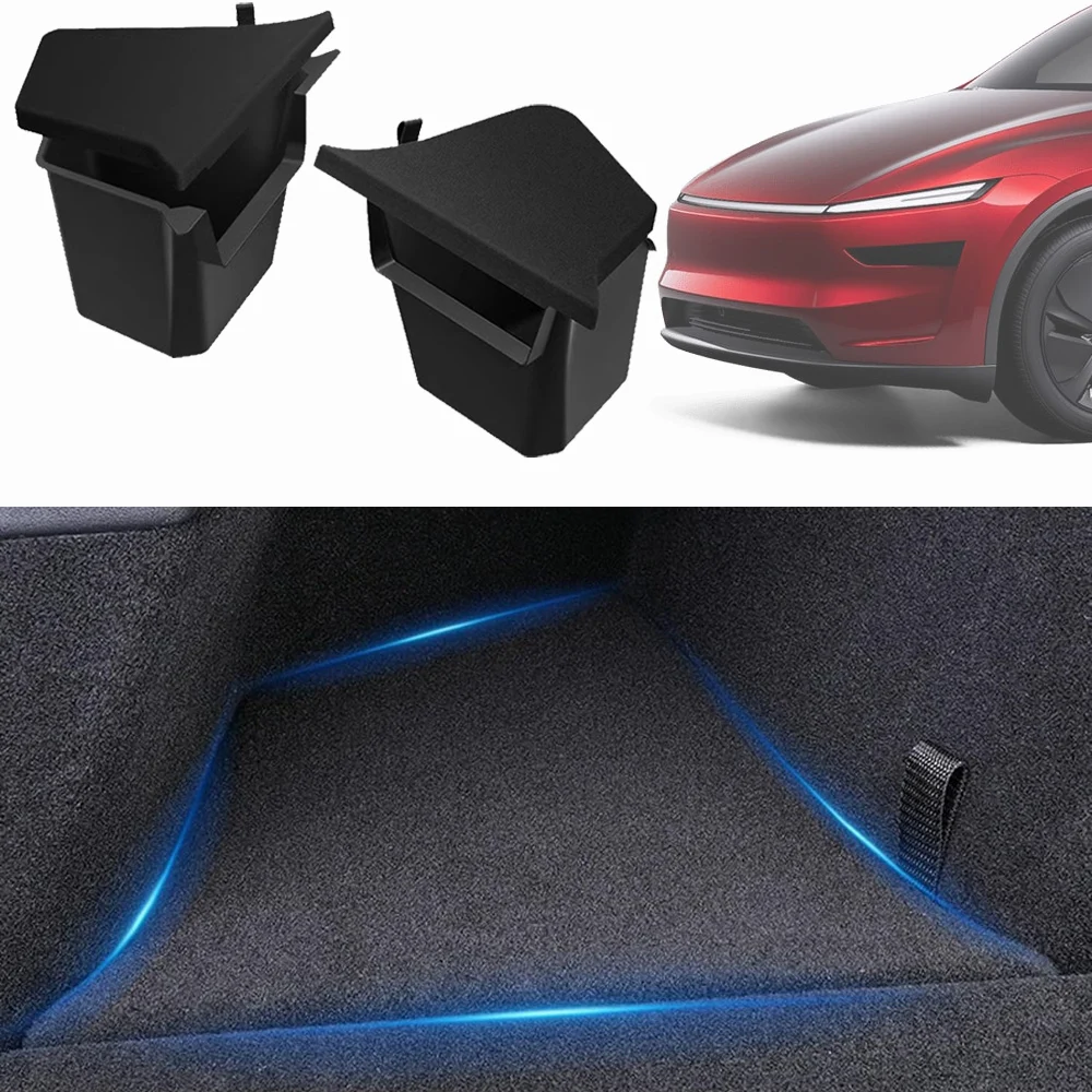 Trunk Side Storage Bins For Tesla Model Y 2025 Juniper Launch Rear Trunk Organizer Box Organiser Mats Interior TPE Accessories