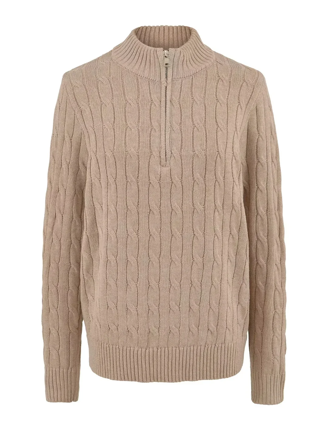 

American Sle Loose Fit Long Sve Knitted Sweater Women's ey Zipper Collar Casual Wear Comfortable Breathable Body a