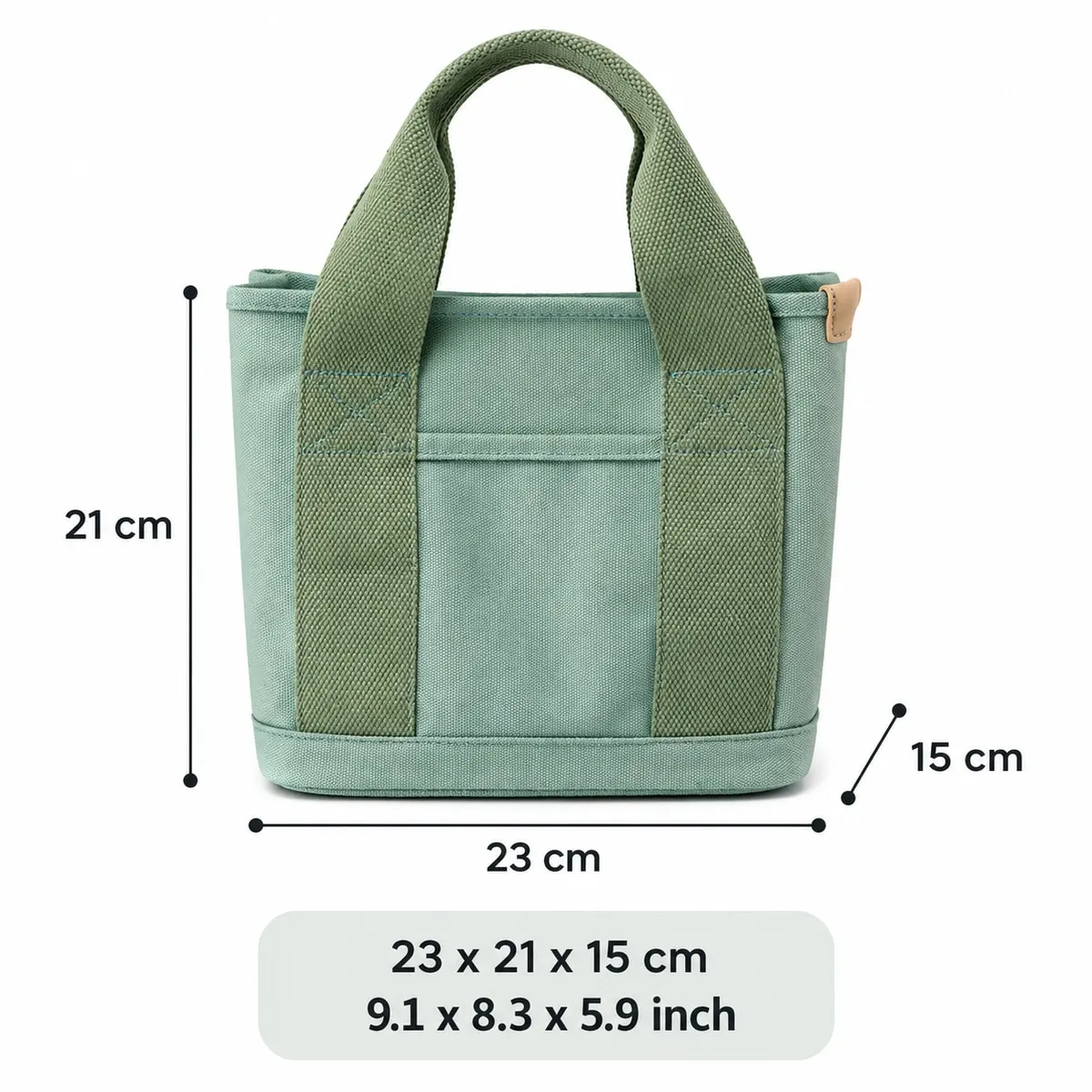 Simple Women's Canvas Tote Bag with Zipper, Double Handles Handbags for Women Purses, Bucket Shopping Bags Black Green Gifts view 2