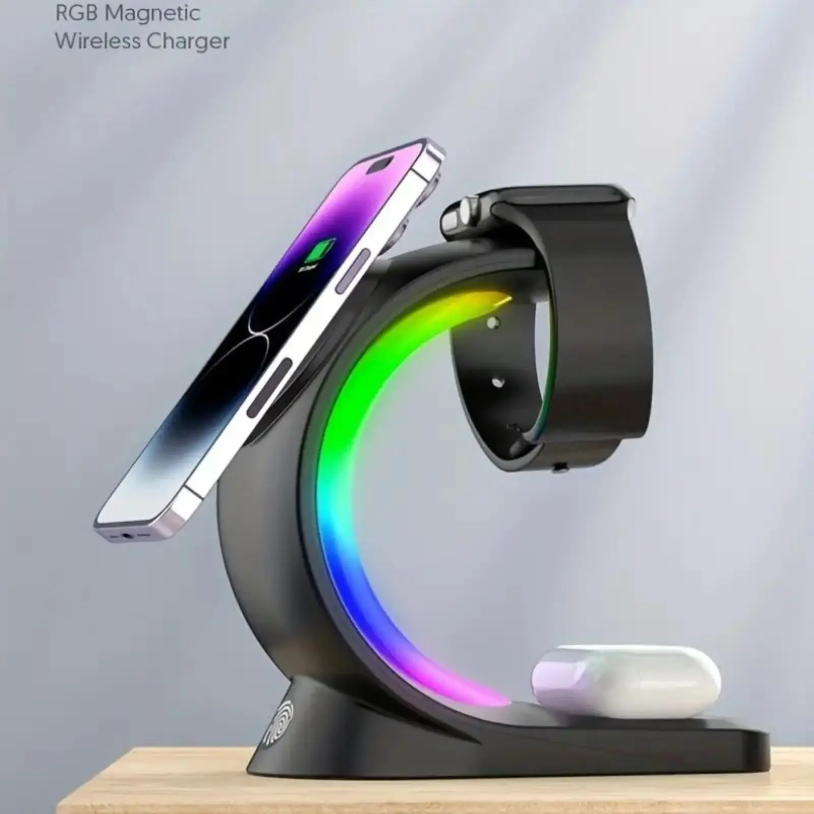 eissloy-デスクトップ周囲光、磁気ワイヤレス充電器付き、ゲームテーブル用携帯電話ホルダーとして使用可能、男性へのギフト