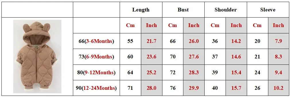 Newborn Baby Boy Romper Winter Thicken Warm Toddler Girl Jumpsuit Hooded Infant Onesie Children Clothing Snowsuit Overalls A1253