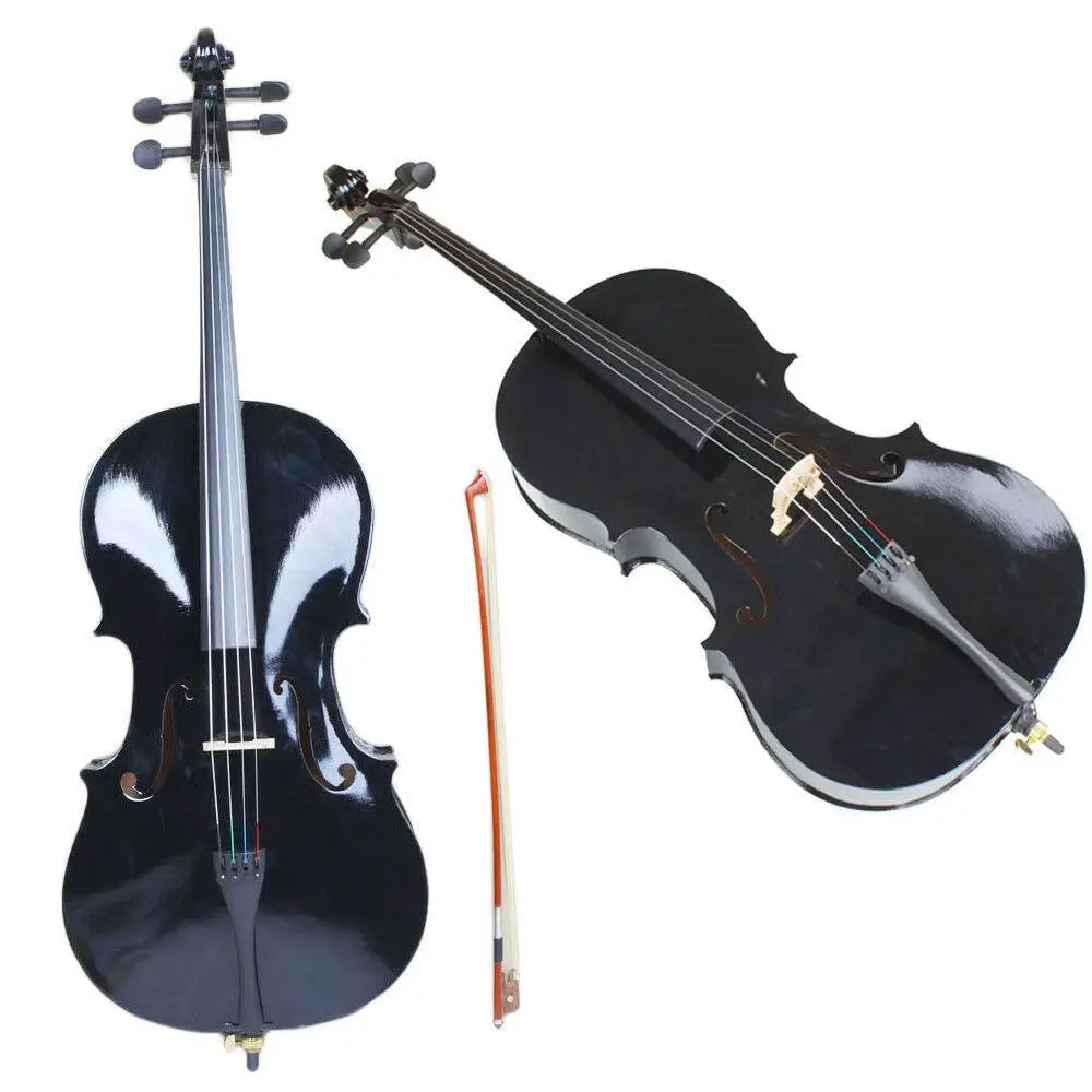 

Professional Cello 4/4 Full Size BassWood Set with Bag+Bow+Rosin+Bridge Black