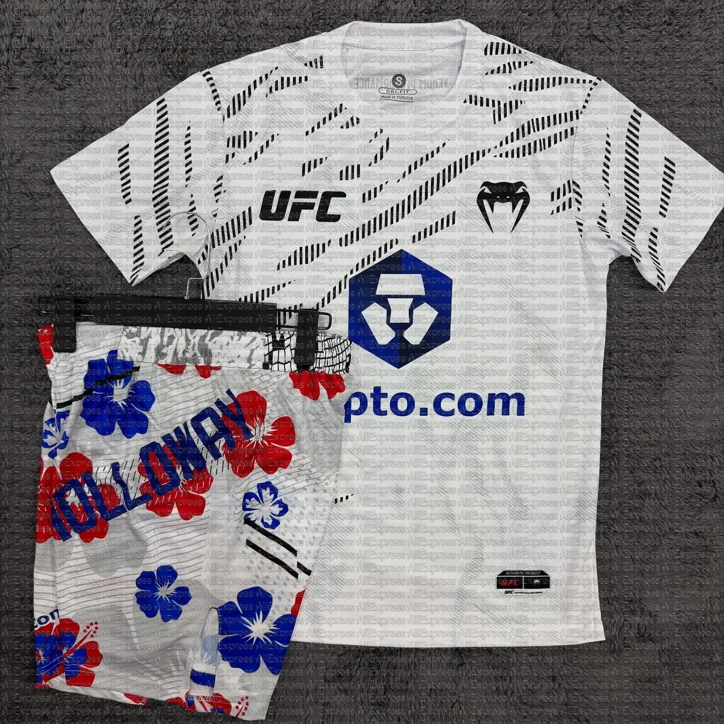 

UFC Top Fighters Max Holloway Combat Fighting Event Tee Shorts Men Breathable Jersey Wrestling Running Sweat Absorbing Set