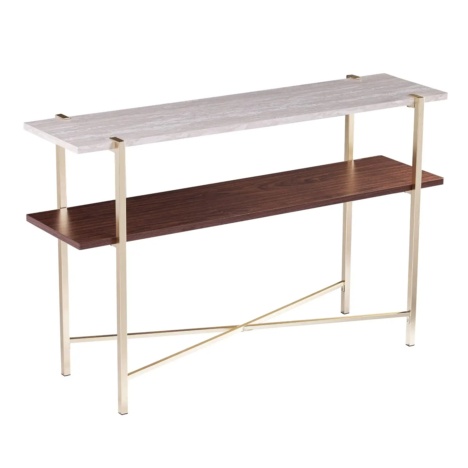 Two-Tier Faux Marble Top Console Table 47.25