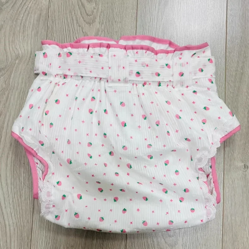 ABDL Lace Edge Diaper Briefs Adult Baby PlusSize High Waist Panties Kawaii Print DDLG Waterproof Double-layer Panty SummerGift﻿﻿