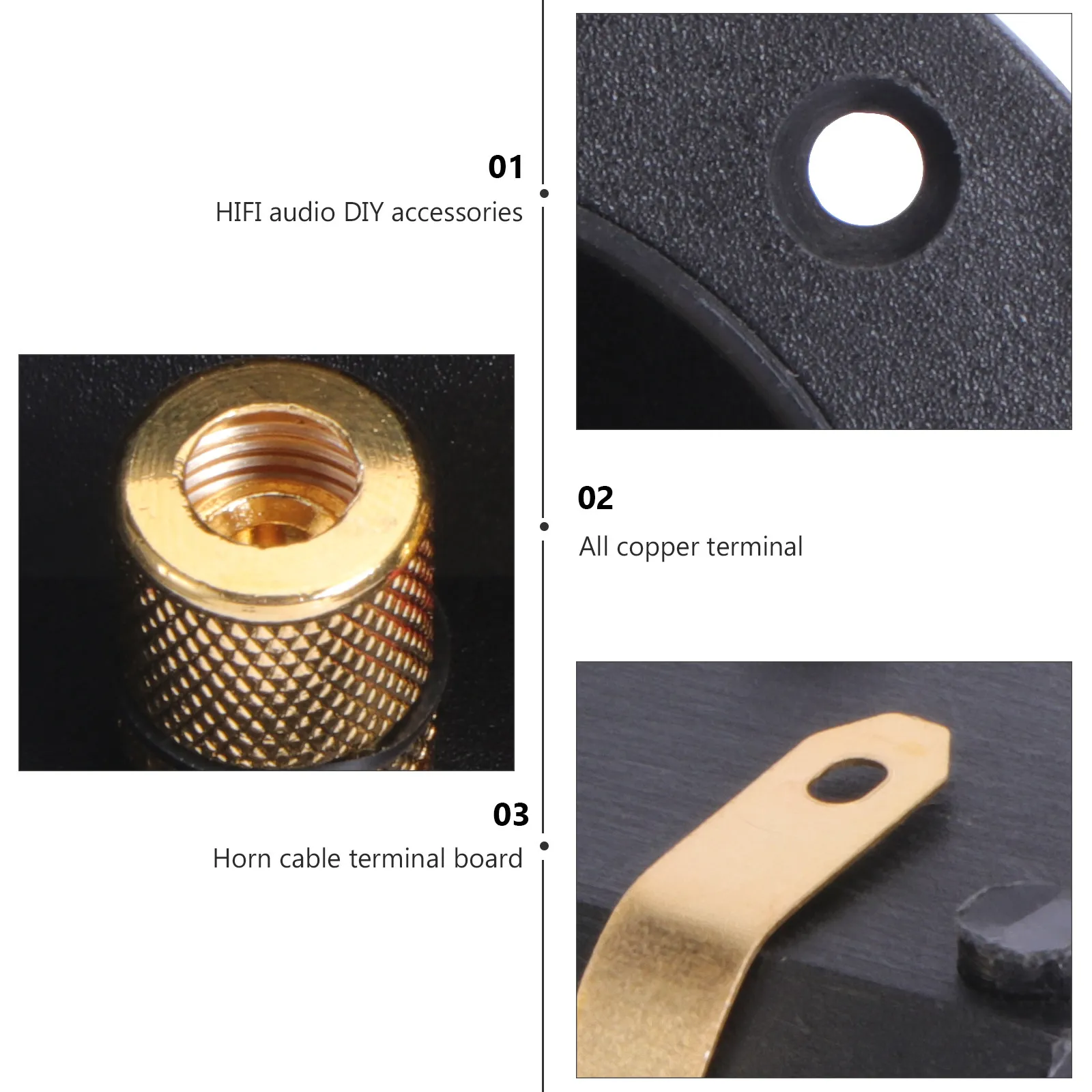2Pcs Black 2-Way Speaker Terminal Cup Connectors for DIY Subwoofer Box Gold-Plated Spring Binding Posts Round 45Mm Cutout