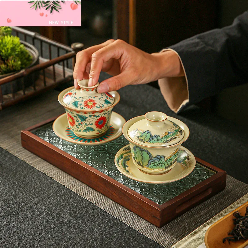 

Handmade Retro Gracked Glaze Ceramic Tea Bowl, Large Beige Ru Ware Gaiwan, Kung Fu Tea Set, Tea Making Device, 170ml