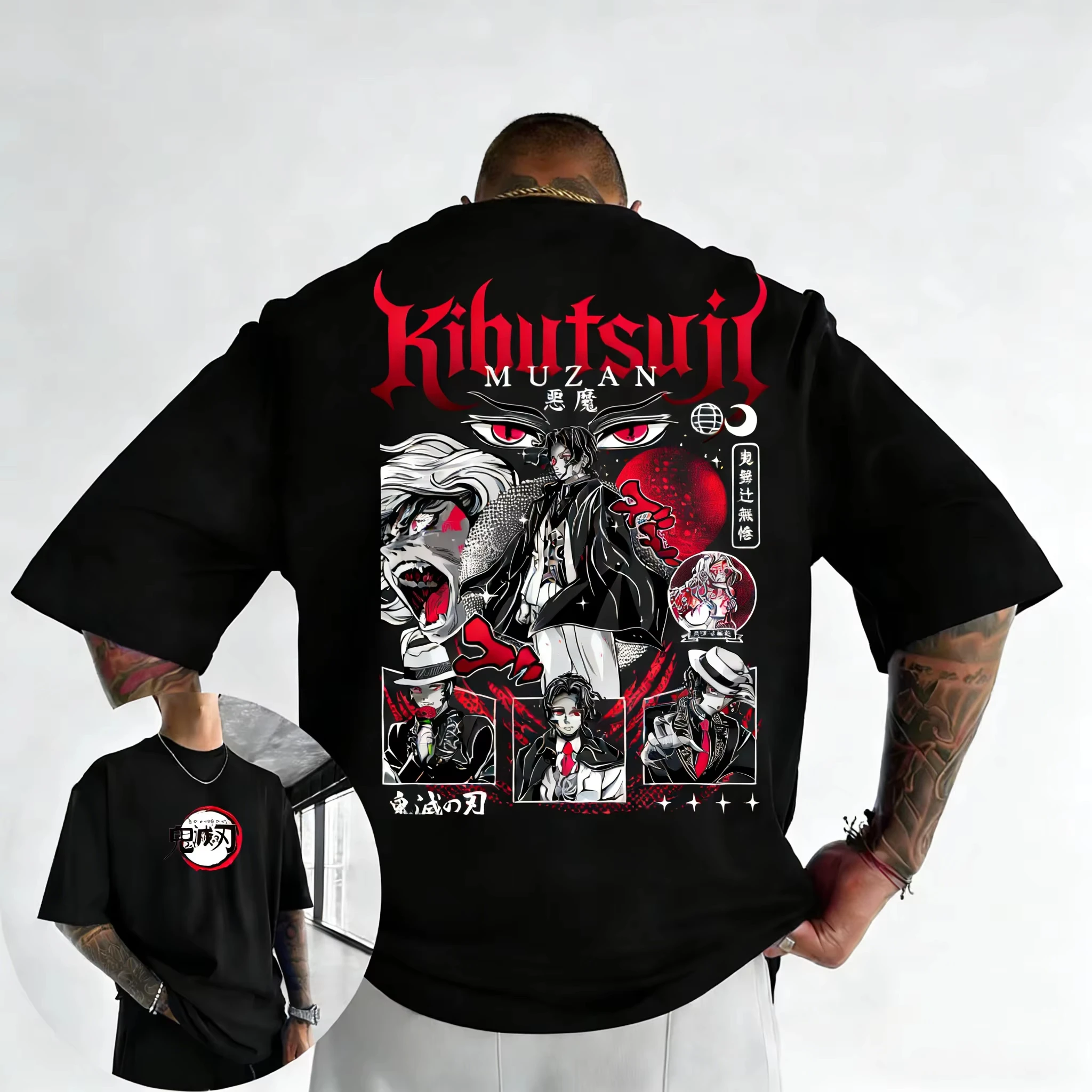 

Demon Slayer Anime Kibutsuji Muzan Co Branded T-shirt 2026 Men's Summer New Harajuku Versatile Casual Loose Y2K Parent Child Top