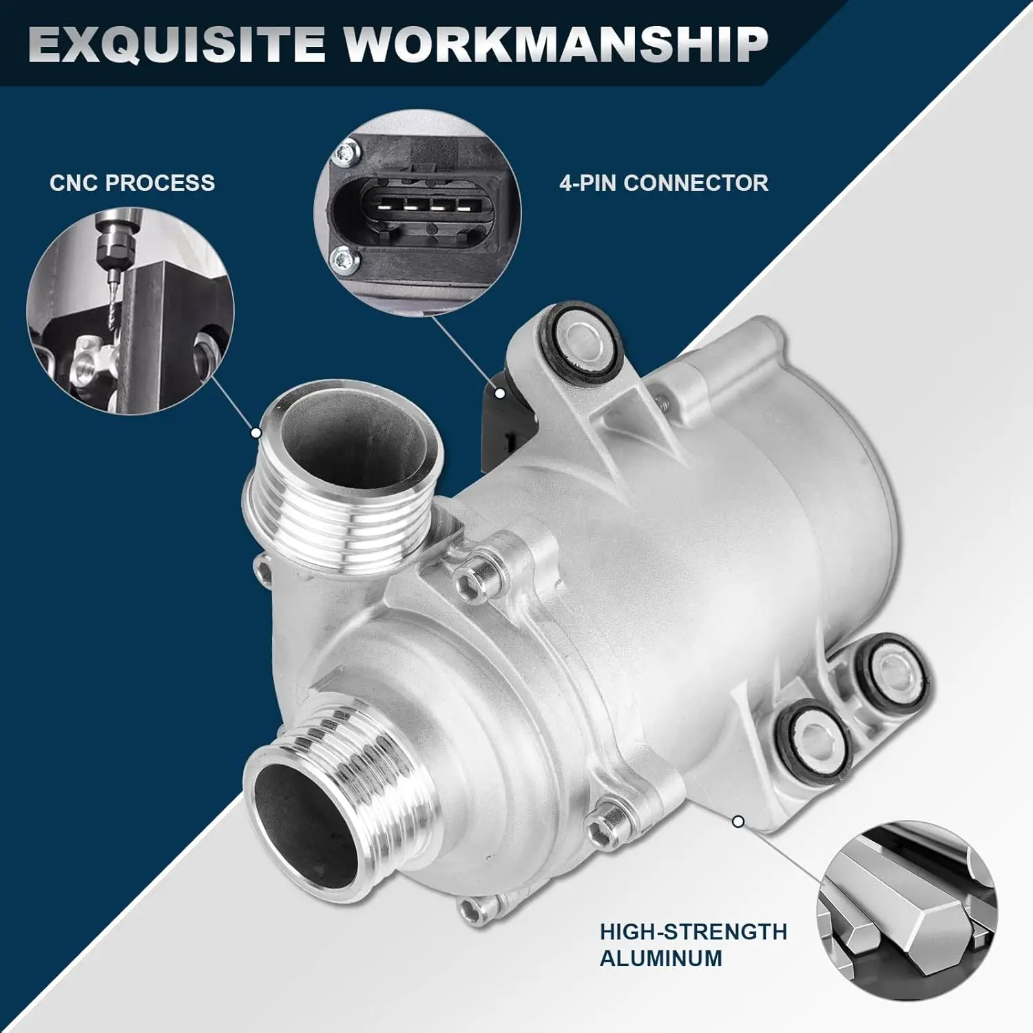 11517597715 11517571508 Elektrische Wasserpumpe kompatibel mit BMW 220i 320i 420i 520i X1 X3 Z4, F22 F30 F34 F32 F10 F11 – Detail 2