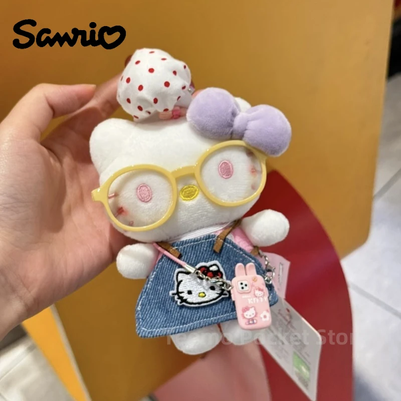 

Сумка Hello Kitty, кулон Sanrio Kawaii, персонаж мультфильма аниме, вышивка, аксессуары для печати, плюшевый кулон, украшение для девочки, подарок
