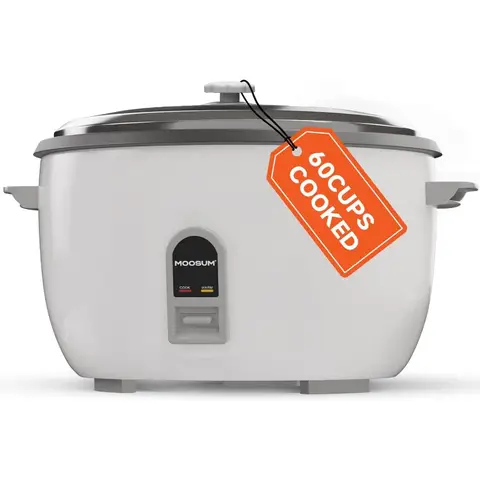 Commercial Rice Cooker with Large Capacity for High-Volume Use: 30-Cup Uncooked or 60-Cup Cooked Features One-Touch Operation f