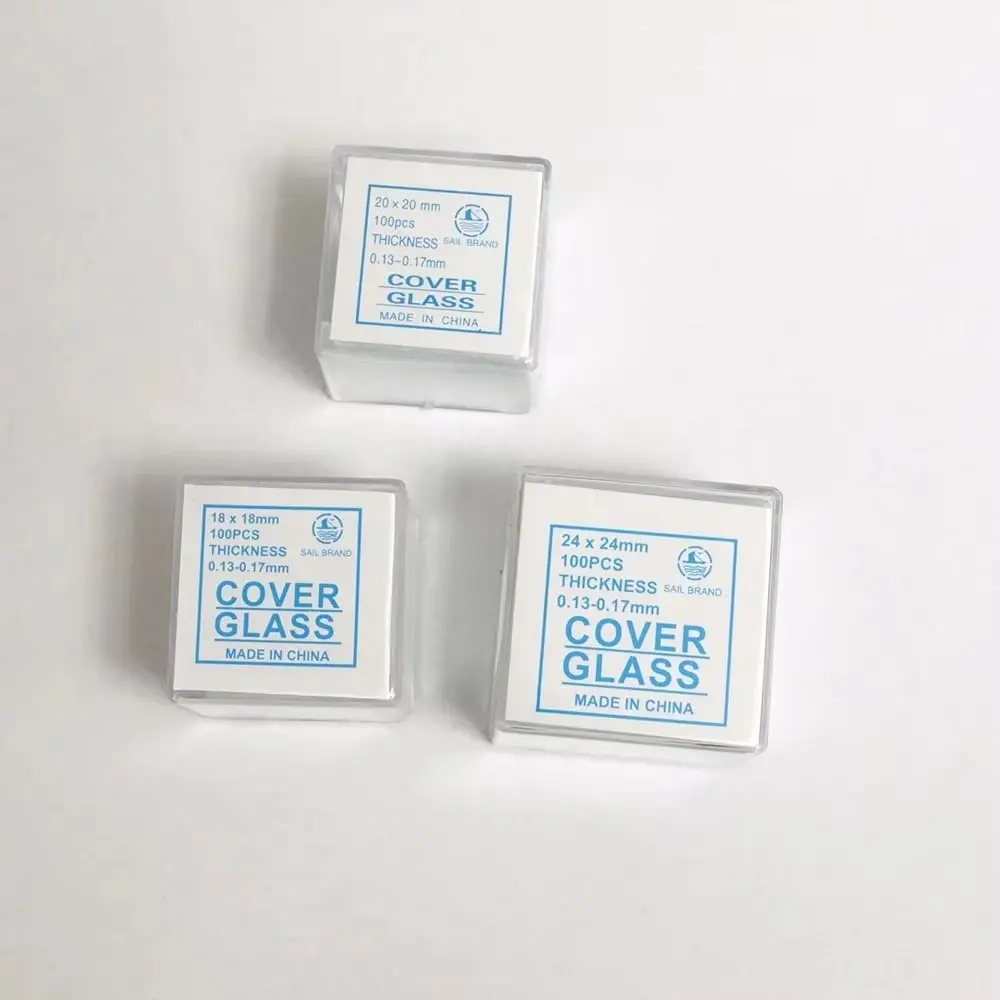 100Pcs Transparent Microscope Cover Glass Glass 0.13-0.17mm Thickness Glass Cover Slips Square Rectangle Pre-Cleaned