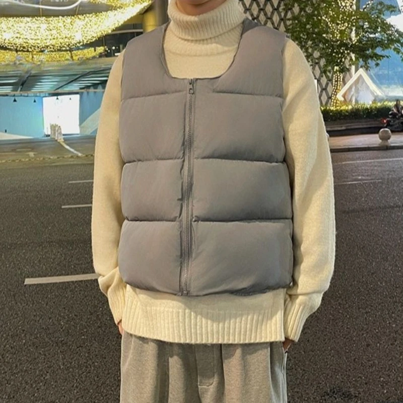 

Plus Size Men's Loose Hoodie Vest Thick Down Cotton Winter Clothing Sleeveless Warmth Vest for Autumn Unisex Outdoor Activewear