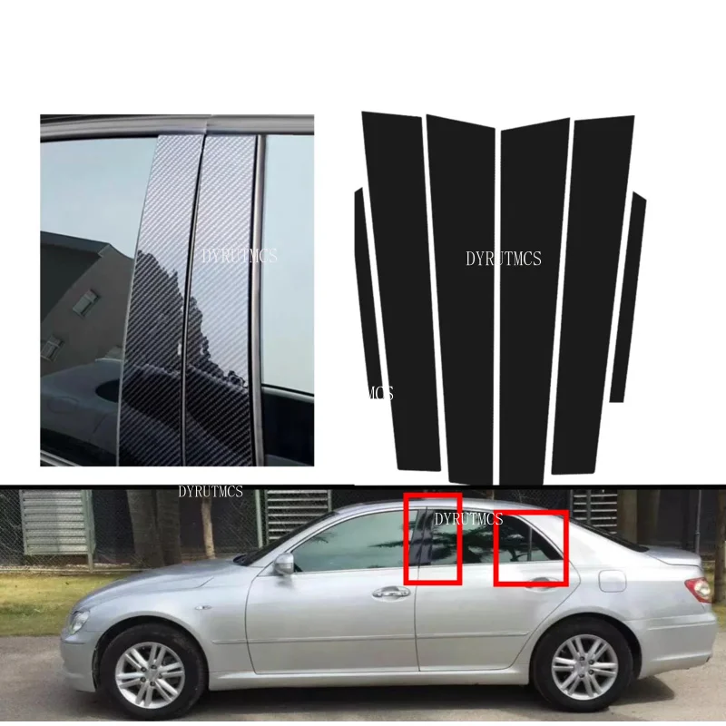 Glossy Black Window Door Column Deal B C Pillar Post Fit  For Toyota Reiz 2005 2006 2007 2008 2009 Cover Trim Sticker