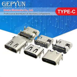10pcs Type C 6Pin 16Pin 24Pin USB 3.1 SMT USB connector female For Mobile Phone Charging port Charging Socket Tow feet plug