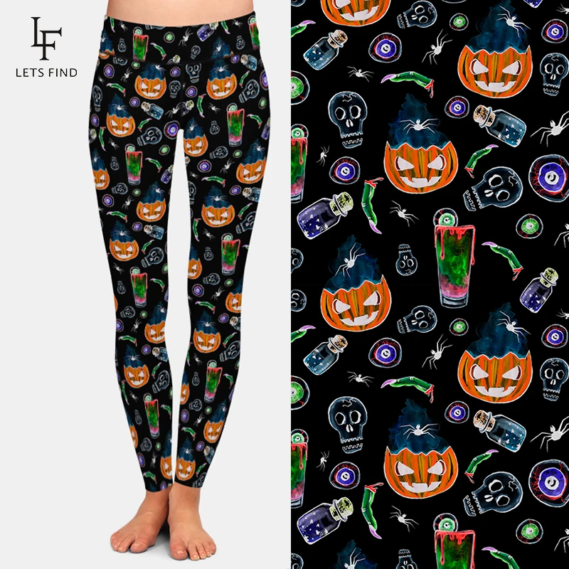 LETSFIND Halloween Women Pants 3D Pumpkin Ghost Print Women Leggings Sexy High Waist  Fitness Leggings