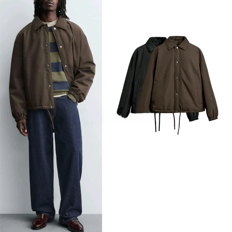 

Осень-зима, новое мужское пальто свободного кроя из хлопка Jaet Long Sve с отложным воротником, молодежная повседневная одежда, полиэфирное волокно