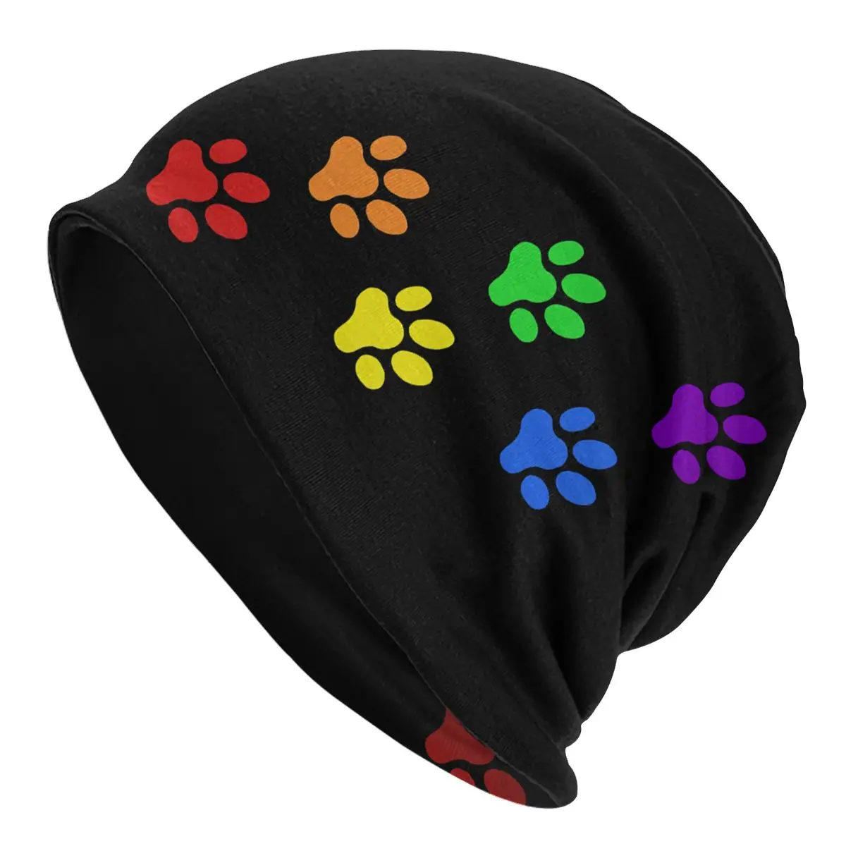 Rainbow Dog Prints Men Women Thin Beanies Windproof Ski Cap Double Layer Fabric Bonnet Hat