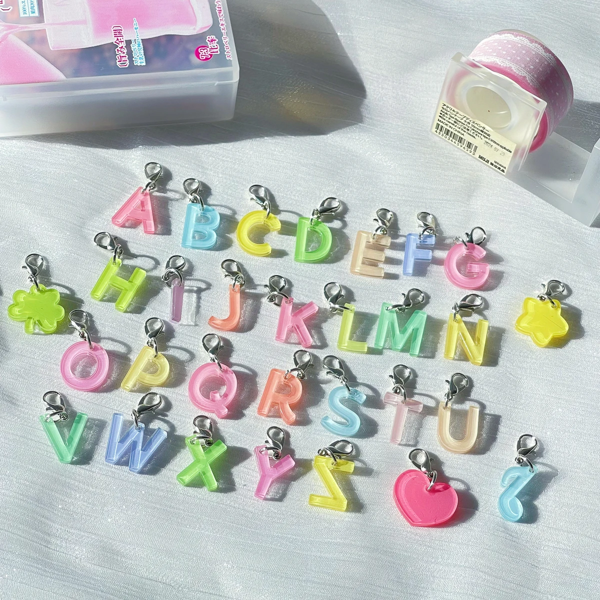 Acrylic DIY Kit To Create Alphabet Keychain Keyring And Phone Charm With Transfer Stickers Also For Decorating Your Journal