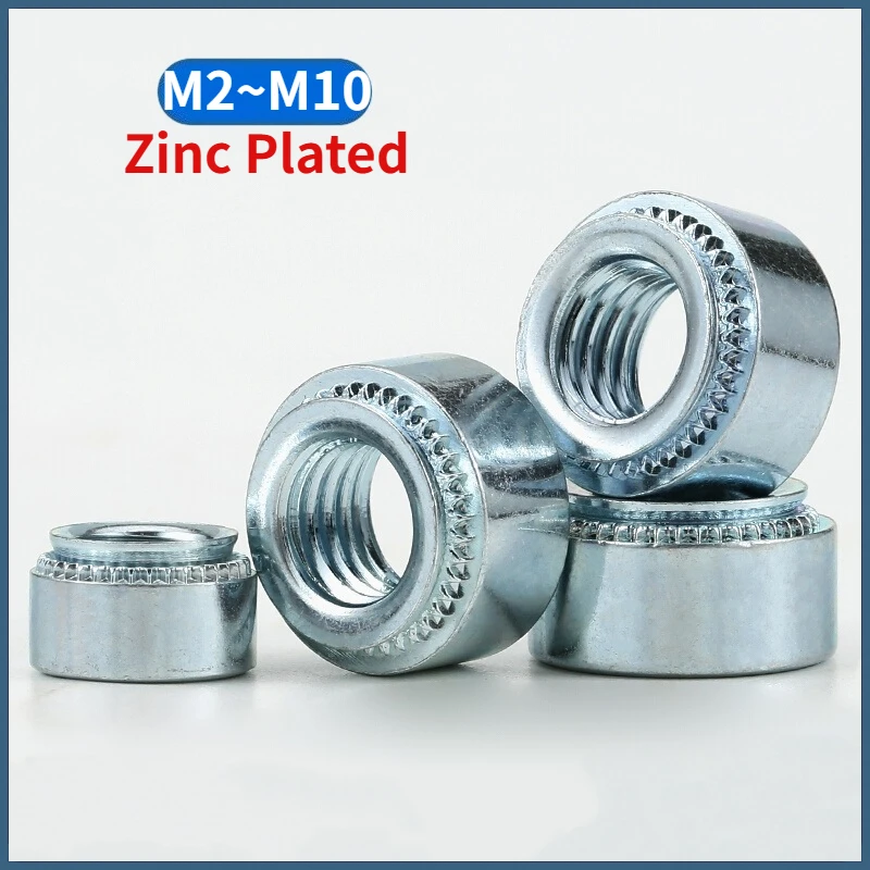 M2 M2.5 M3 M4 M5 M6 M8 M10 Zinc Plated Carbon Steel Slab Thickness 0.8-3.18mm Self-Clinching Insert Nutsert Press Rivet Nut