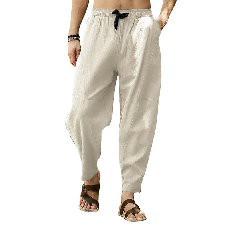 

New Men's Loose Casual Pants Simple Fashion Drawstring Hip-Hop Men's Pants Solid Color Male Long Beach Pants Man Trousers Cloth