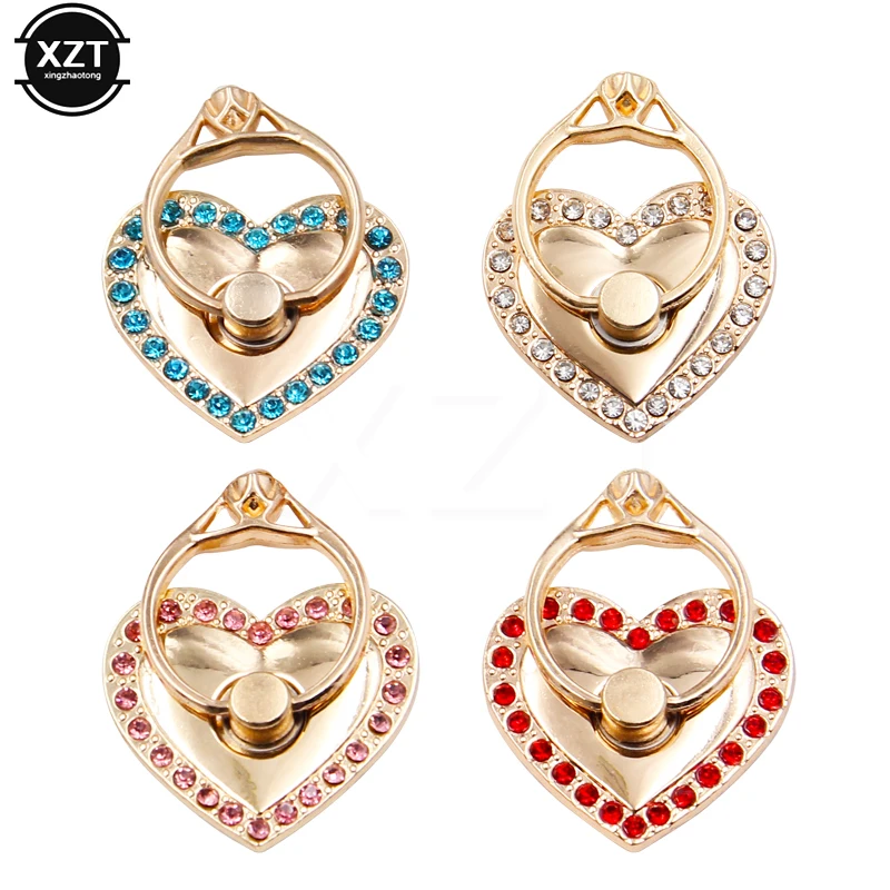 1Pc Smartphone Stand Holder Heart Metal Diamond For iPhone Huawei All Smart Phone Mount