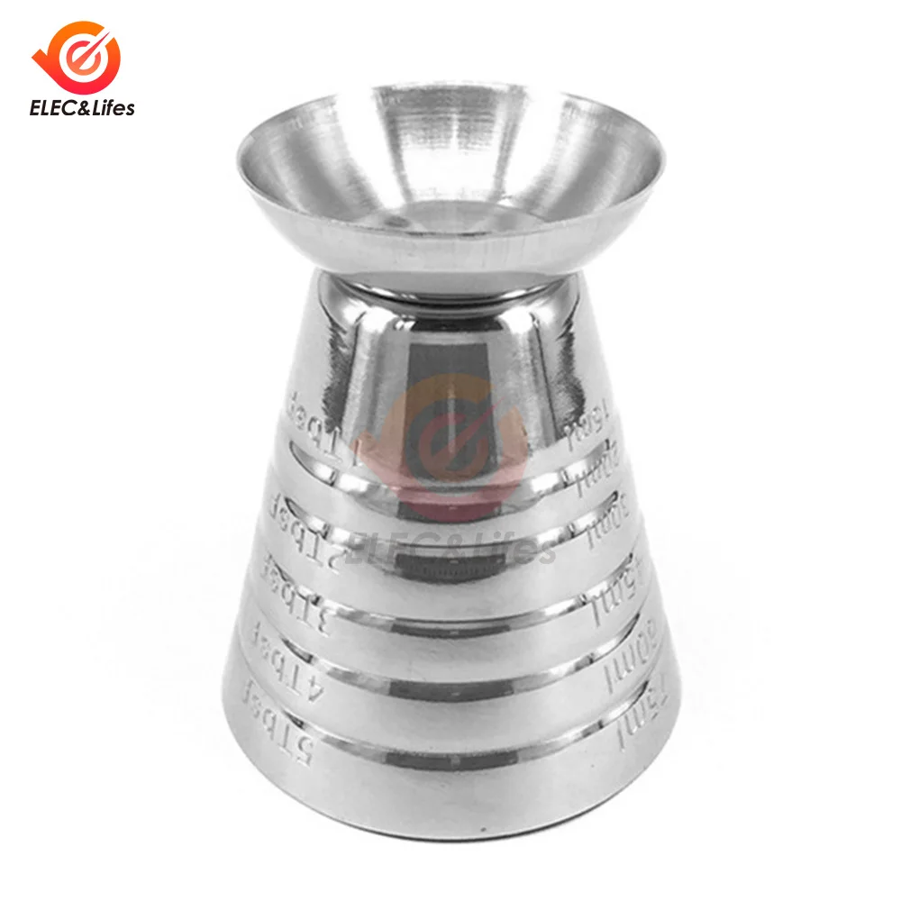 1pc 75ML Stainless Steel Measuring Cup Cocktail Tools Mixing Drink Accessories Three Scale Wine Measuring Cups For Home Party