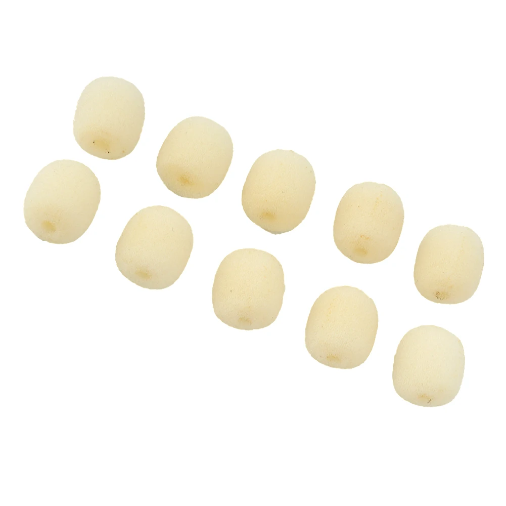 10pcs Headmounted Headset Microphone Beige Foam High Elasticity Windscreen Cover For Mic The Microphone Replacement Cover