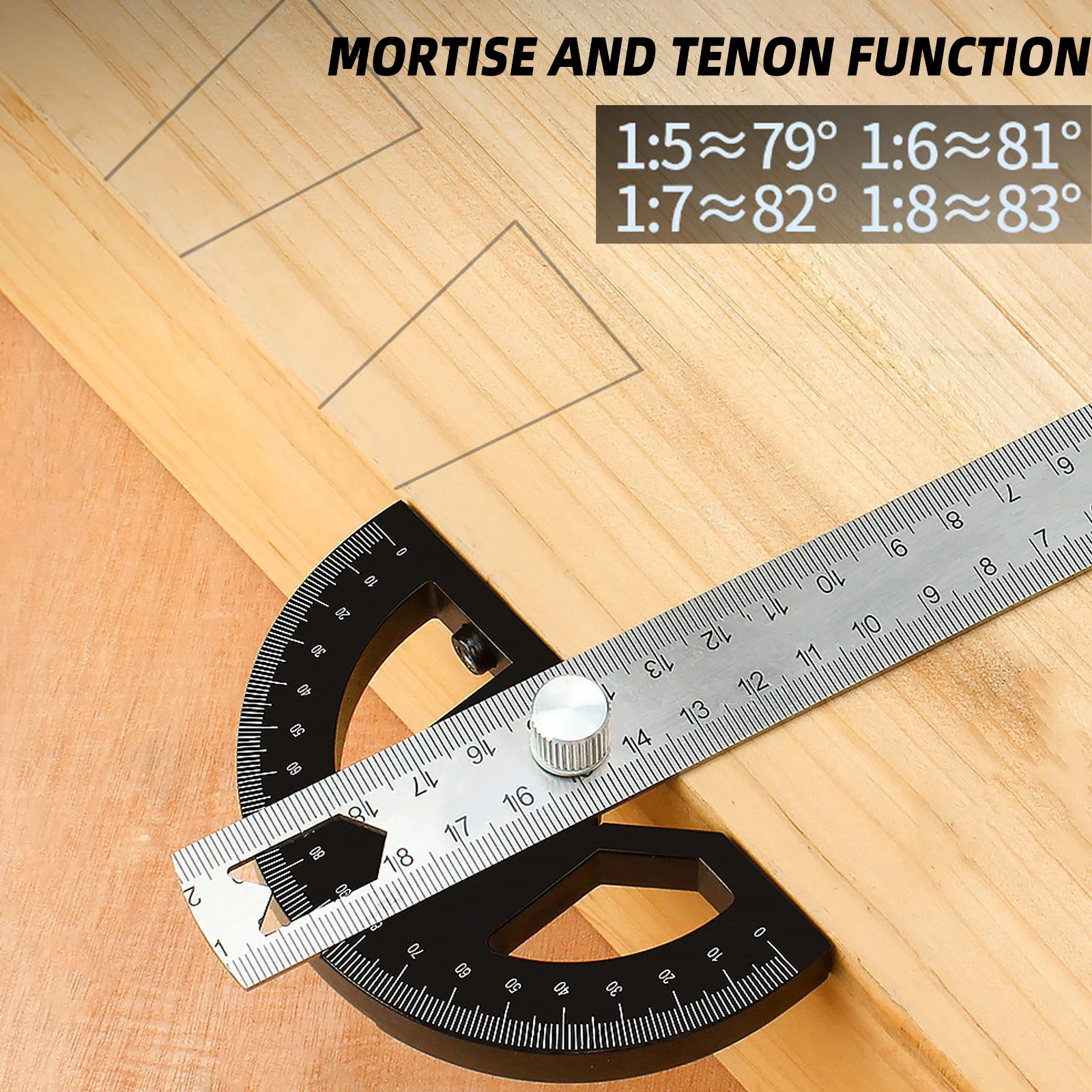 1PC Multi Functional Plastic 8 Inches Magnetic Suction Angle Ruler for Multi Angle Measurement Durable and Detachable