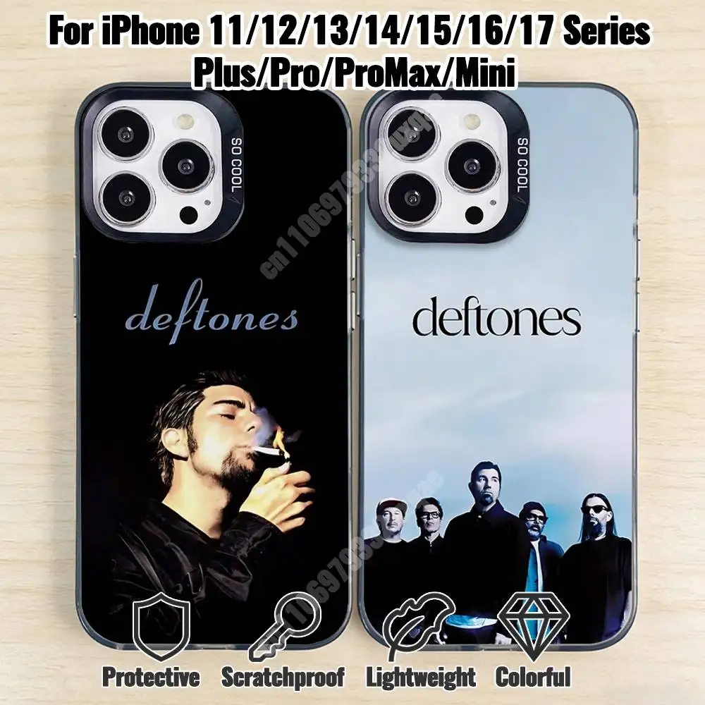 

D-Deftones Band Phone Case for iPhone 17 16 15 Pro Plus 14 13 Max Mini 12 11 X XS Air TPU Bumper