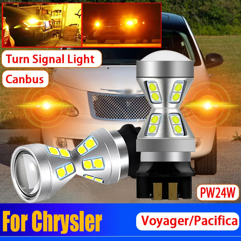 

2Pcs Pw24w Led Canbus No Error Front Indicator PWY24W Turn Signal Light Replacement Lamp For Chrysler Voyager Pacifica 2017-2020