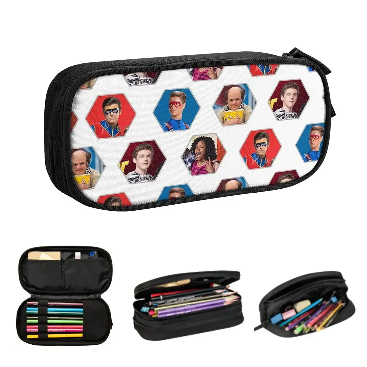 

Henry Danger - Hexagon Pencil Cases for Students School Pen Box Pencil Bag Large Storage Pencil Pouch Storage Stationery Supplie