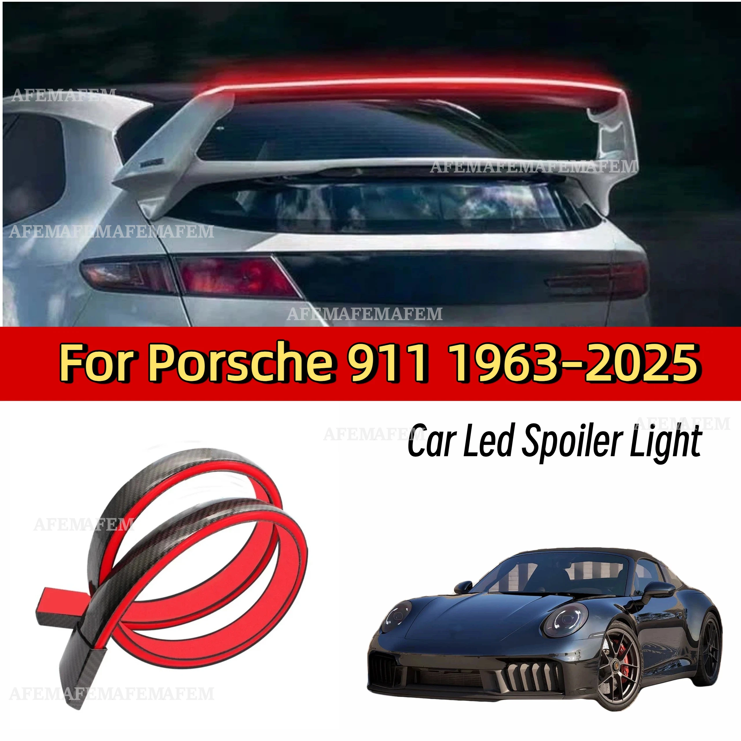 For Porsche 911 1963-2025 LED Rear Spoiler Car Trunk Lip Kit Racing Roof Wing withAuto Turn Signal Tail Light Warning Lamp