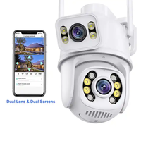 Double 3MP Video CCTV Outdoor Camara De Surveillance Sans Fil 3.6mm 6MP PTZ Tandem ICSEE WIFI Dual Lens Camera