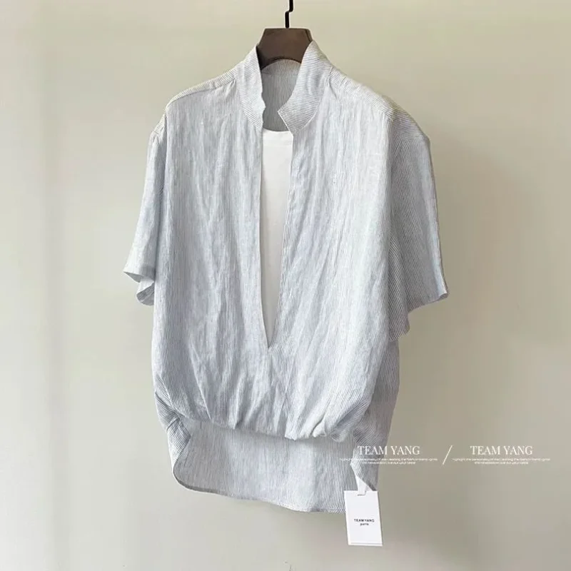 Summer New Korean All-match Fake Two-piece Shirt Men's Fashion Elastic Fashion Trend Pullovers Comfortable Men's T Shirt Top